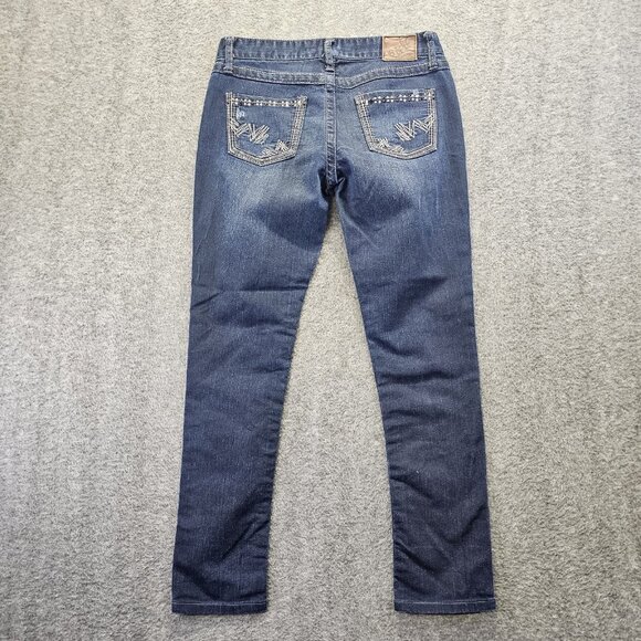 BKE Madison Skinny Jeans Womens Size 26x31.5 Dark Wash Embroidered Stretch - Picture 2 of 12